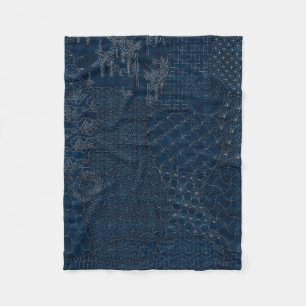 Sashiko-style embroidery Design - Fleece Blanket