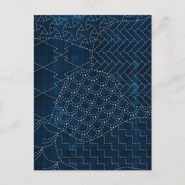 Sashiko-style embroidery imitation postcard (Front)