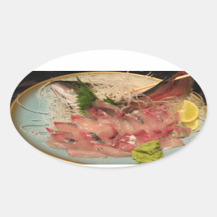 Sashimi 刺身 ... Japanese Food Oval Sticker