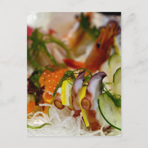 Sashimi Salmon Fish Food Seafood Japanese Postcard