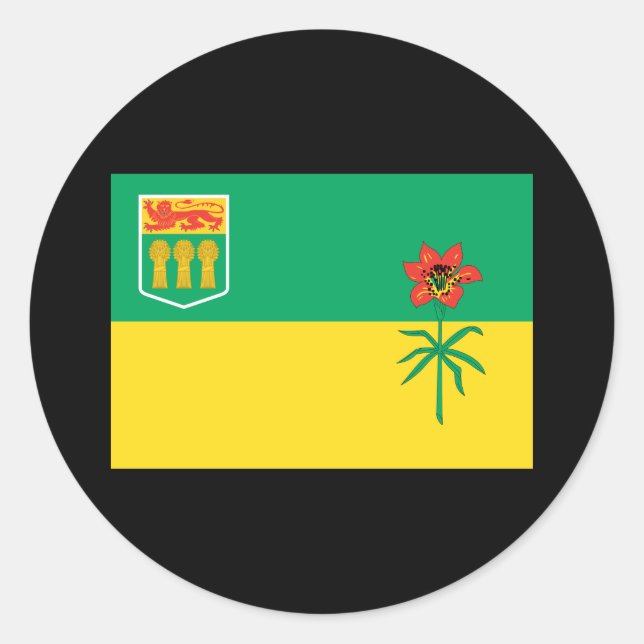 SASKATCHEWAN FLAG CLASSIC ROUND STICKER (Front)
