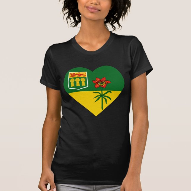 Saskatchewan Flag Heart T-Shirt (Front)