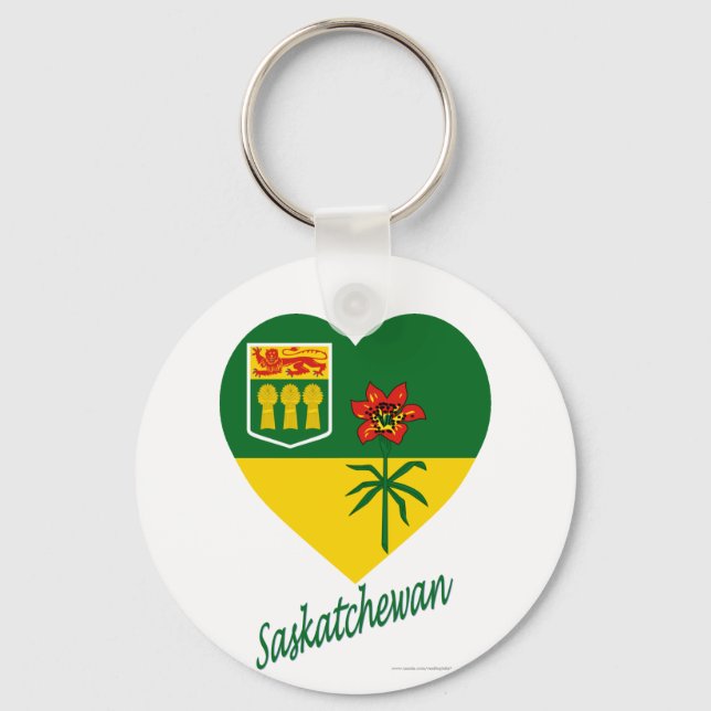 Saskatchewan Flag Heart with Name Key Ring (Front)
