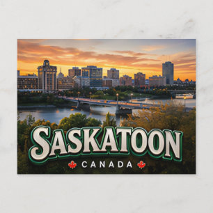 Saskatoon Canada Prairie River City Travel 🧭 Postcard