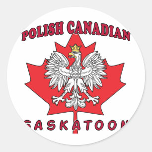Saskatoon Polish Canadian Leaf Classic Round Sticker