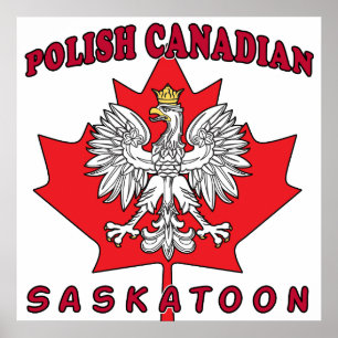 Saskatoon Polish Canadian Leaf Poster