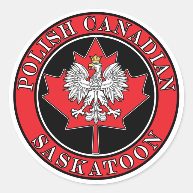 Saskatoon Round Polish Canadian Leaf Classic Round Sticker (Front)