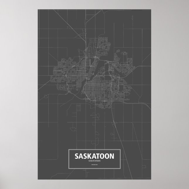 Saskatoon, Saskatchewan (white on black) Poster (Front)