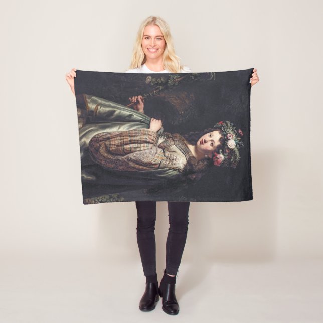 Saskia van Uylenburgh as Flora, Rembrandt, 1634 Fleece Blanket (In Situ)