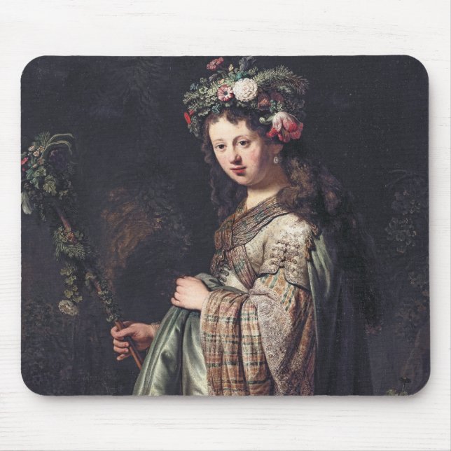 Saskia van Uylenburgh as Flora, Rembrandt, 1634 Mouse Pad (Front)