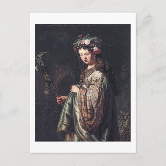 Saskia van Uylenburgh as Flora, Rembrandt, 1634 Postcard (Front)