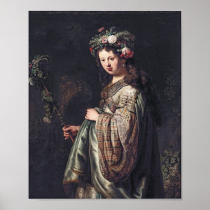Saskia van Uylenburgh as Flora, Rembrandt, 1634 Poster