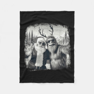 Sasquatch 67 Christmas Tree Funny Santa Bigfoot Fleece Blanket