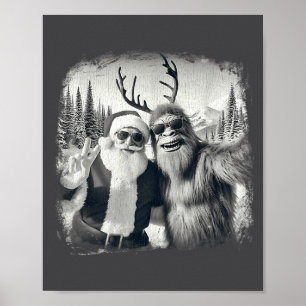 Sasquatch 67 Christmas Tree Funny Santa Bigfoot  Poster