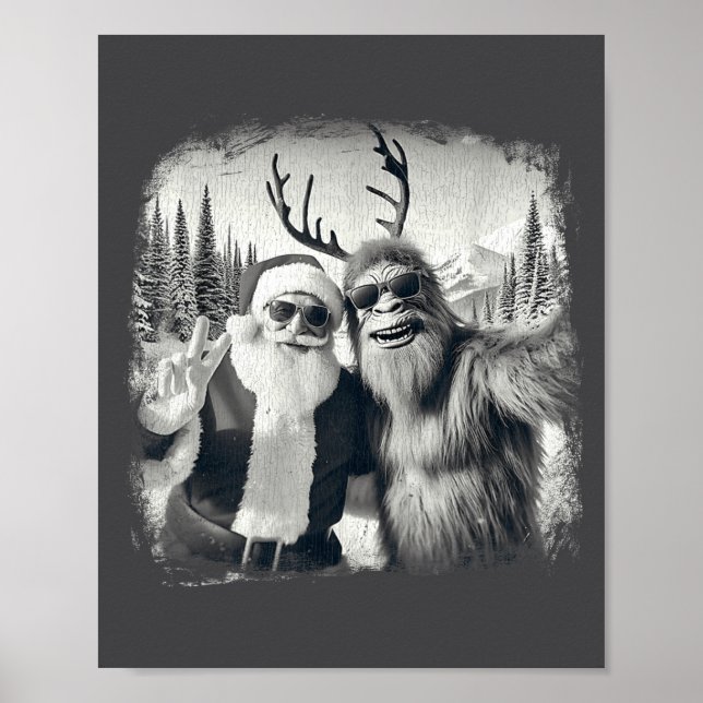 Sasquatch 67 Christmas Tree Funny Santa Bigfoot  Poster (Front)