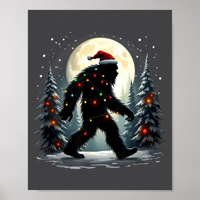 Sasquatch 67 Santa Bigfoot Christmas Tree Funny  Poster (Front)