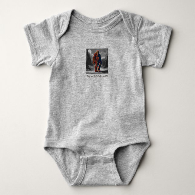 Sasquatch aka Bigfoot Believes in Me Baby Bodysuit (Front)