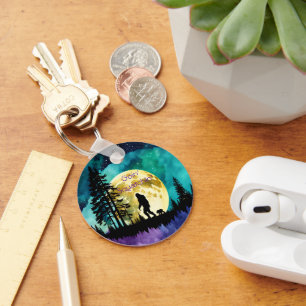 Sasquatch and Bear on the mountain *personalise* Key Ring
