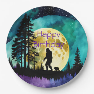 Sasquatch and Bear on the mountain *personalise* Paper Plate