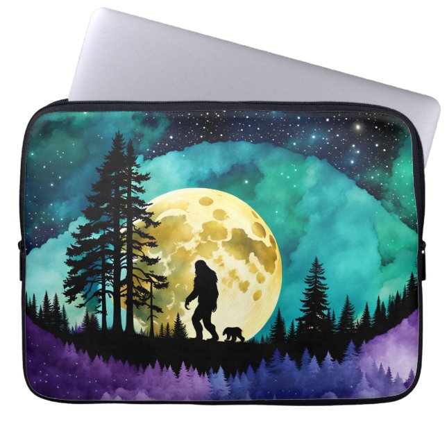 Sasquatch and  Bear walking on the mountain Laptop Sleeve (Front)