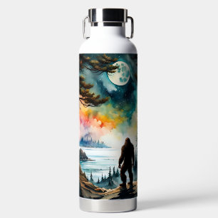 Sasquatch and Moose Standing Near the Ocean Water Bottle