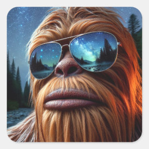 Sasquatch and Stars Square Sticker