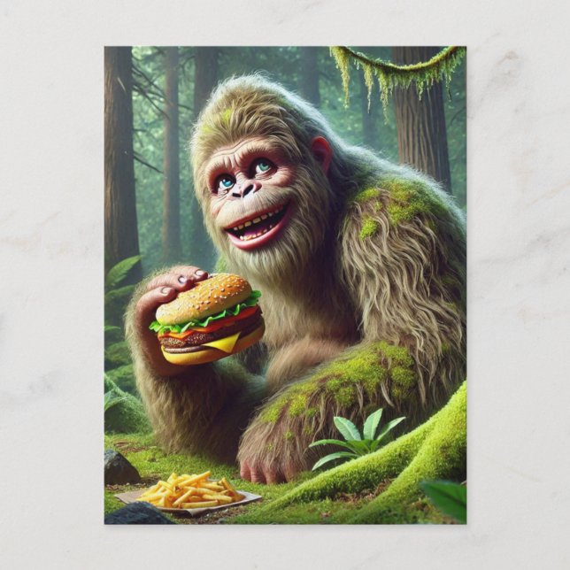 Sasquatch and the Cheesburger and Fries Forest Postcard (Front)