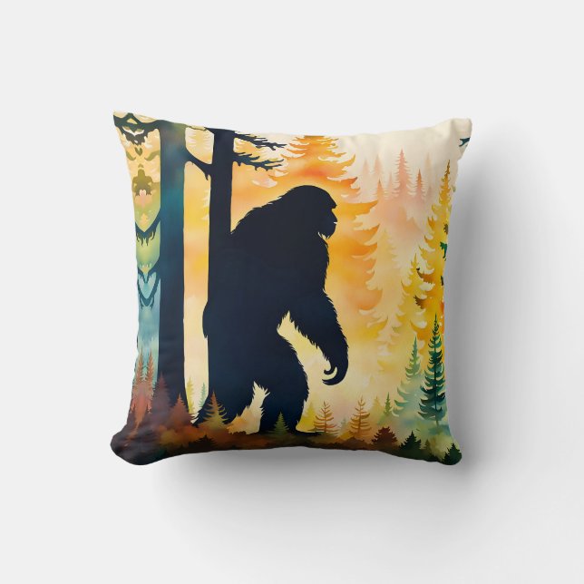 Sasquatch Autumn Landscape Sunset Cushion (Front)