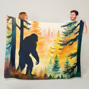 Sasquatch Autumn Landscape Sunset Fleece Blanket