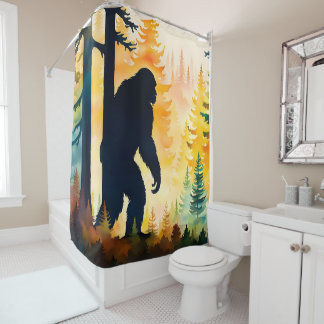 Sasquatch Autumn Landscape Sunset Shower Curtain