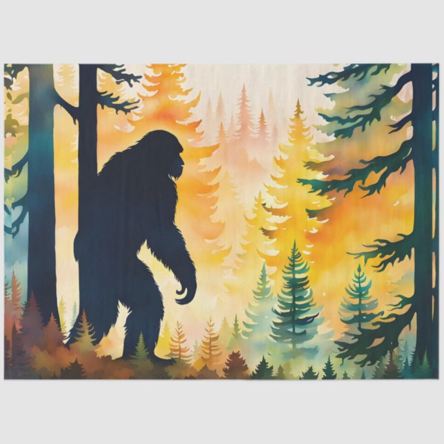 Sasquatch Autumn Landscape Sunset Tissue Paper (Front)