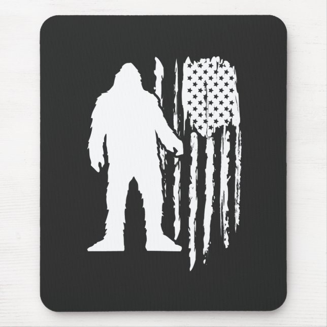 Sasquatch Bigfoot American Flag Mouse Pad (Front)