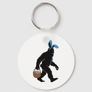 Sasquatch Bigfoot Bunny Ears Carrying Easter Eggs Key Ring