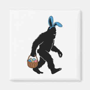 Sasquatch Bigfoot Bunny Ears Carrying Easter Eggs  Magnet