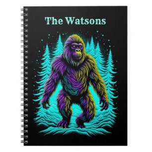 Sasquatch Bigfoot in Teal and Black Personalised Notebook
