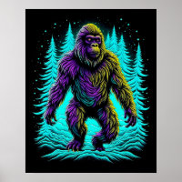 Sasquatch Bigfoot in Teal and Black
