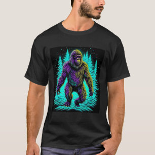 Sasquatch Bigfoot in Teal and Black T-Shirt