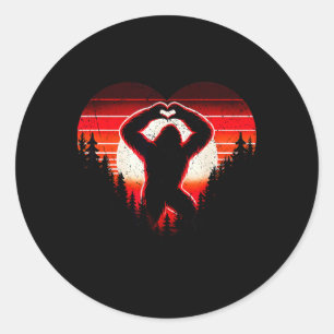 Sasquatch Bigfoot Love Heart Valentine Boys Girls Classic Round Sticker