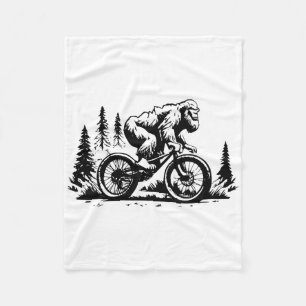 Sasquatch Bigfoot Mountain Biking Funny Bike Bicyc Fleece Blanket