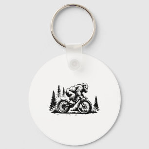 Sasquatch Bigfoot Mountain Biking Funny Bike Bicyc Key Ring