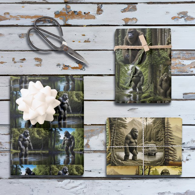 Sasquatch Bigfoot Reflection in Lake Wrapping Paper Sheet (Creator Uploaded)