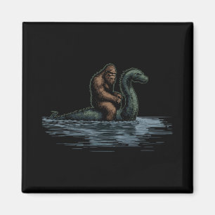 Sasquatch Bigfoot Rides Loch Monster Magnet