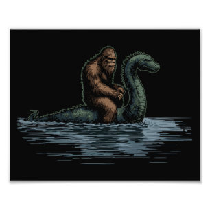 Sasquatch Bigfoot Rides Loch Monster Photo Print