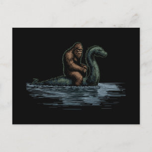 Sasquatch Bigfoot Rides Loch Monster Postcard