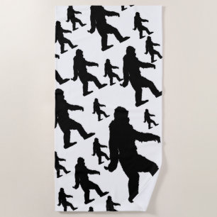 Sasquatch Bigfoot Silhouette Squatchin Beach Towel