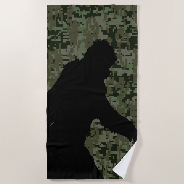 Sasquatch Bigfoot Silhouette Squatchin Beach Towel (Front)