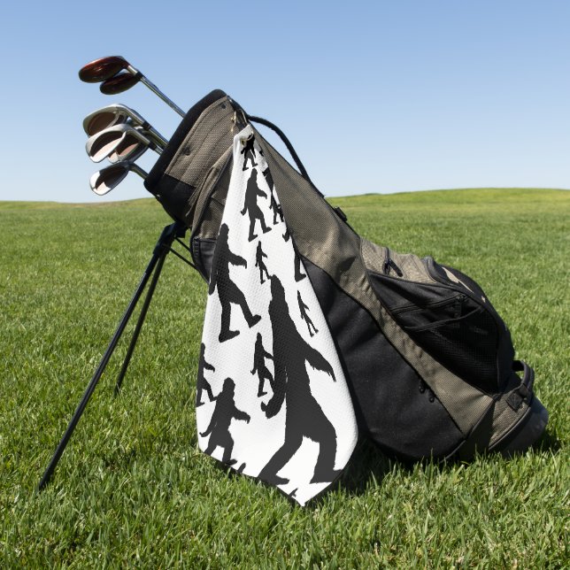 Sasquatch Bigfoot Silhouette Squatchin Golf Towel (Green)