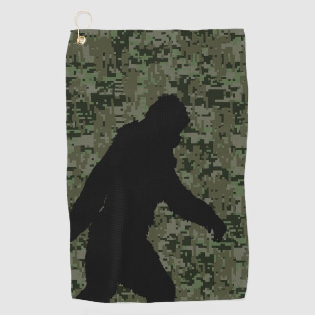 Sasquatch Bigfoot Silhouette Squatchin Golf Towel (Front)