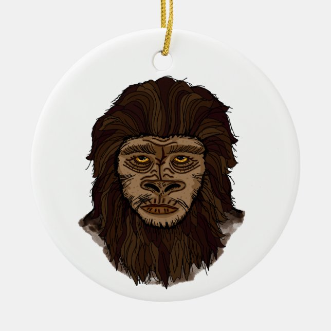 Sasquatch Bigfoot Swamp Ape Cryptid Monster Ceramic Ornament (Front)