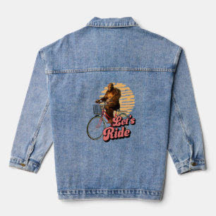 Sasquatch Bike Ride Forest Adventure Denim Jacket